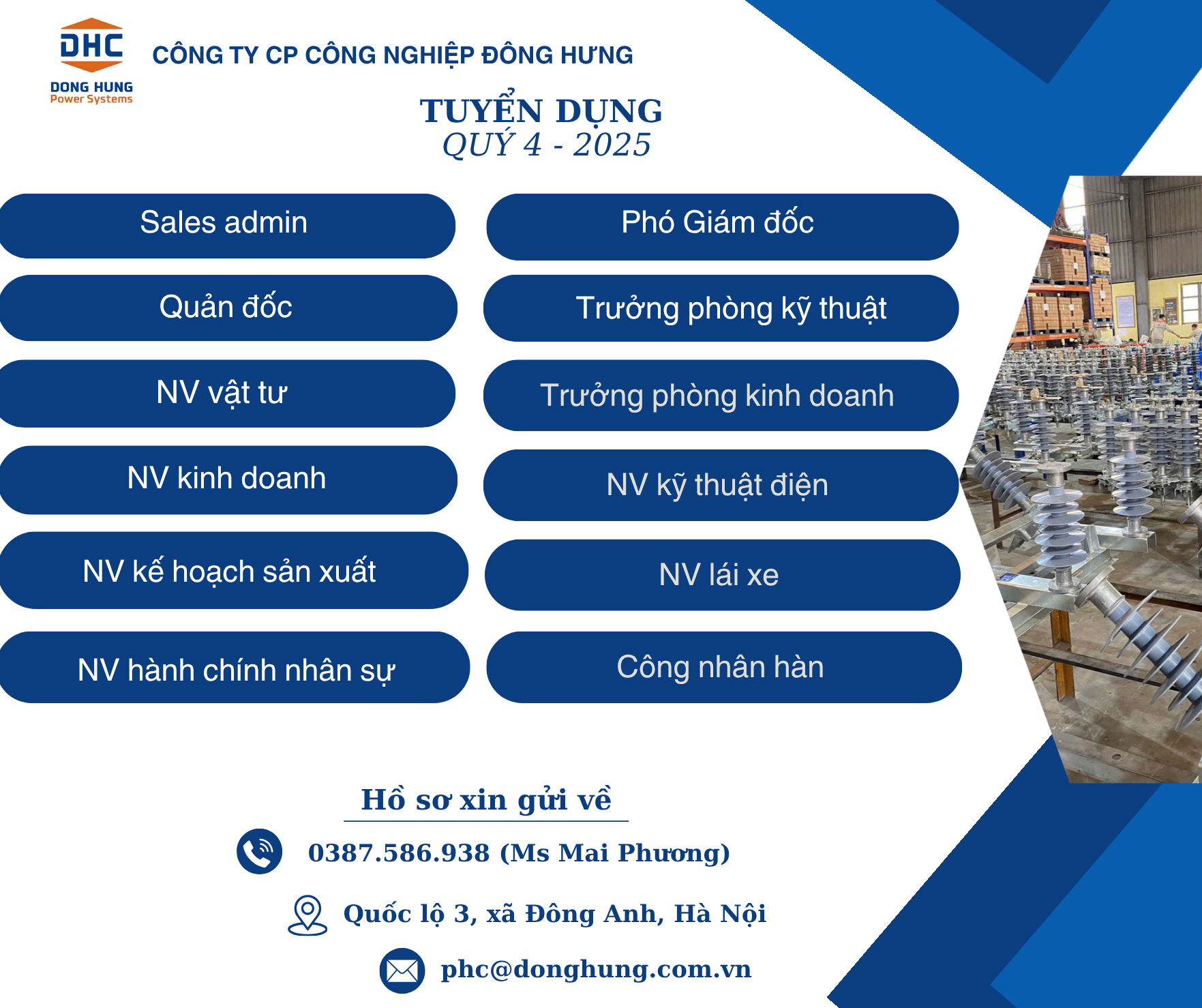 Công ty Cổ phần công nghiệp Đông Hưng tuyển dụng Quý 4/2025